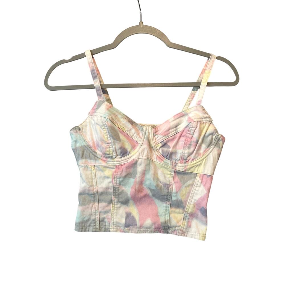Levi's Corset Crop Top XS Abstract Print Festival Y2K Coquette Romantic Vacation